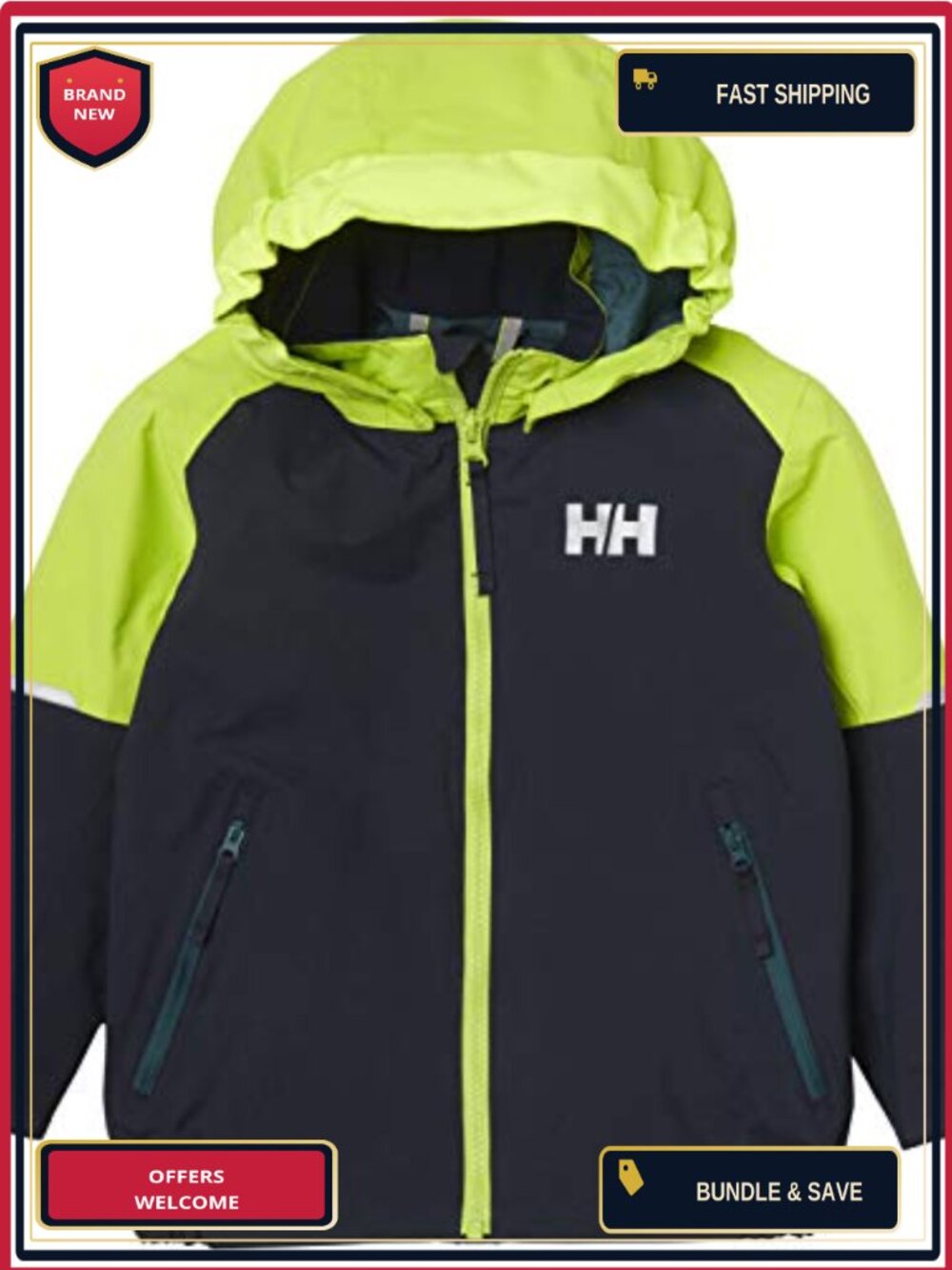 Waterproof Youth Raincoat Hooded Quick-Dry Lined Jacket